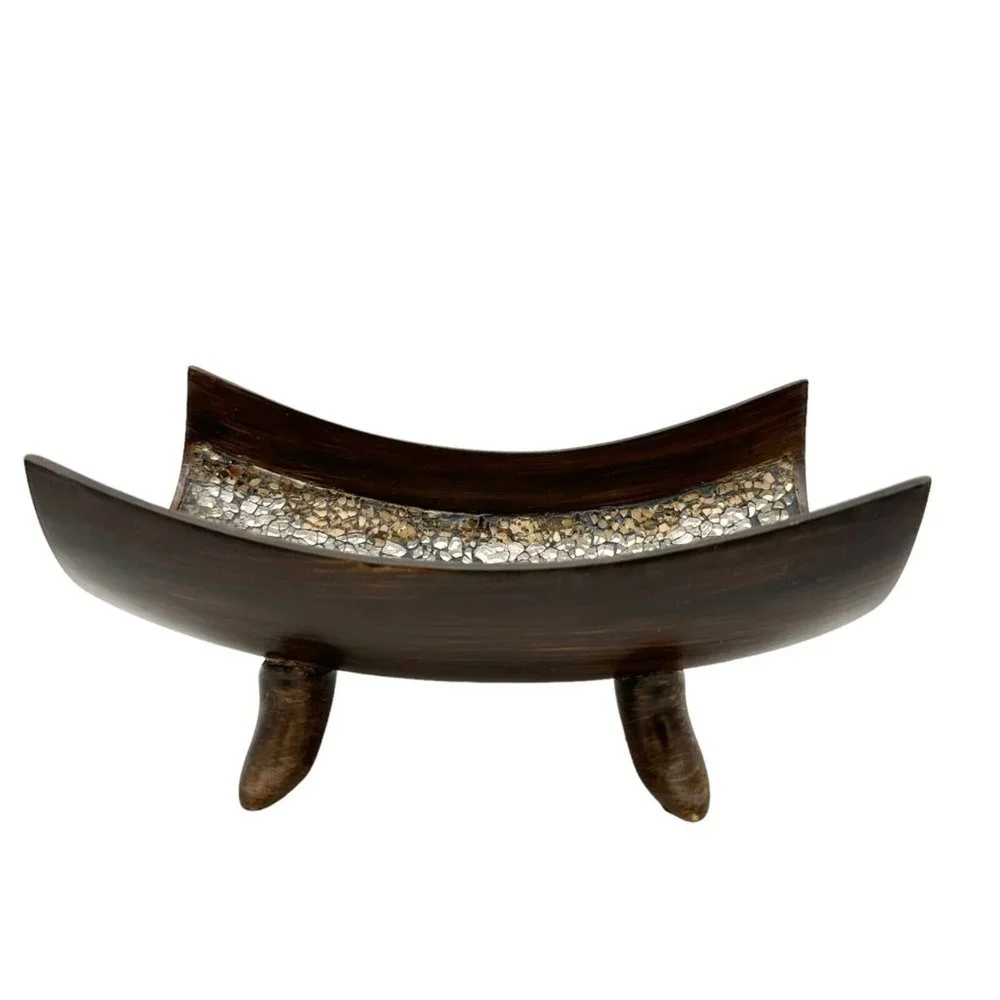 Creativescents Schonwerk Bowl 10 x 5.5 Brown Glass Mosaic Inside With Potpourri